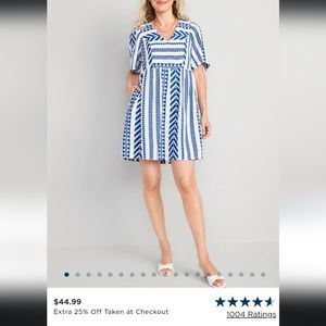 Flutter-Sleeve V-Neck Jacquard Mini Swing Dress for Women